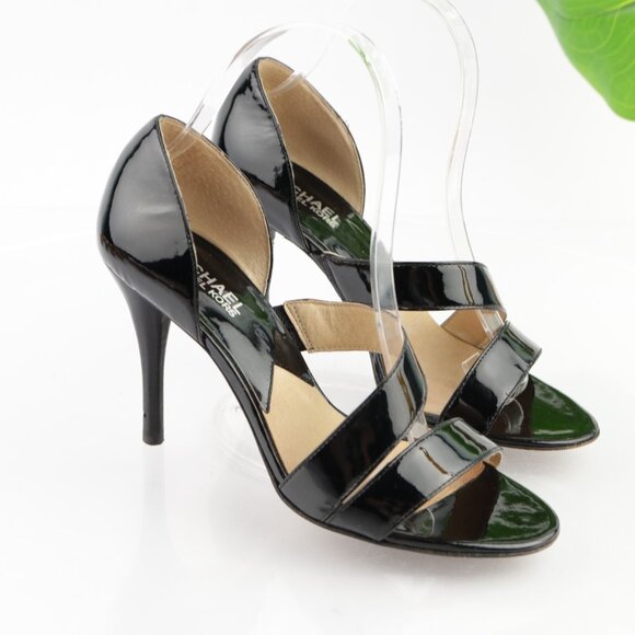 MIchael Kors Womens Sandals Size 7 Black Patent Strappy D'Orsay Heel Dress Shoes - Picture 12 of 12